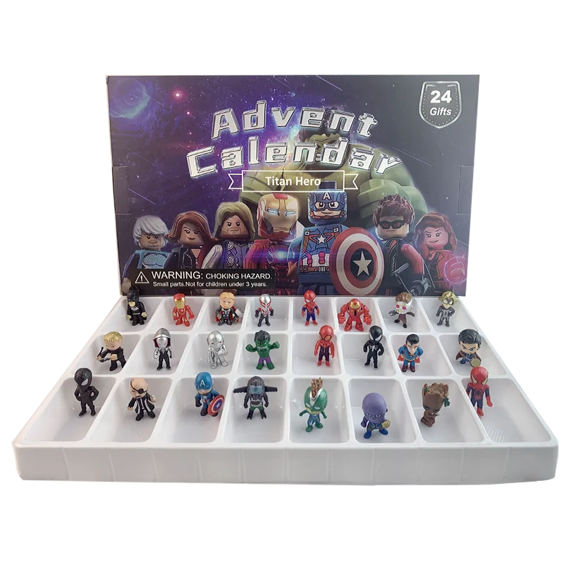 2024 مارفل أسطورة الشكل تقويم القدوم عيد الميلاد الصغيرة سبايدرمان الرجل الحديدي هالك أسطورة نموذج صغير عيد الميلاد لعبة دمية الأطفال هدية