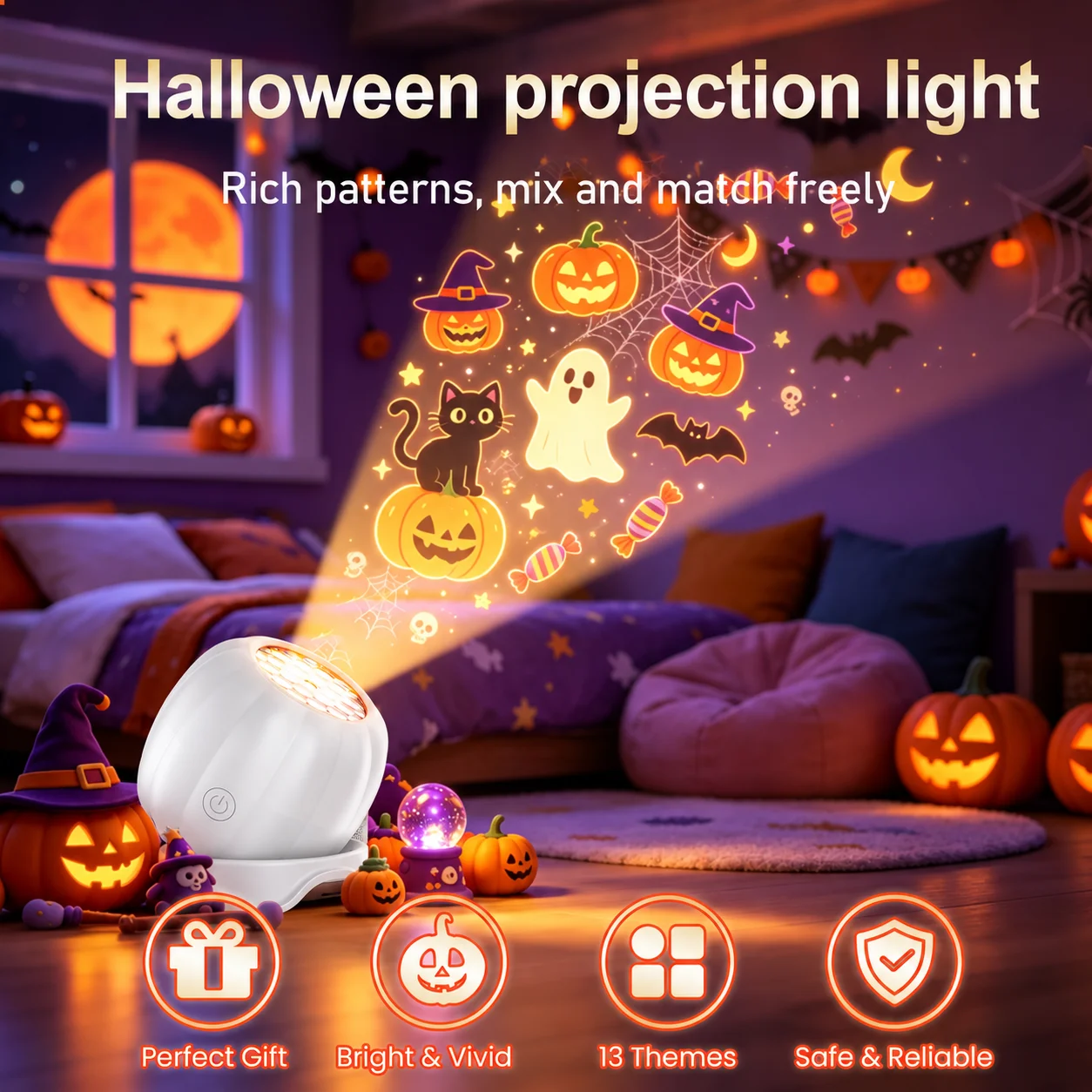 SMGXHE 13 Themed Scenarios LED Projector Light,Rotating Dynamic Night Light,Holiday Themes Decorative Lighting for bedroom