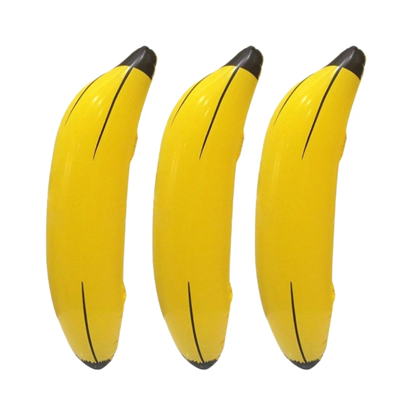 3 piezas de plátano inflable de 60 cm, accesorios de fruta de plátano falso, juguetes inflables, juegos de despedida de soltera, juguete de anillo de lanzamiento