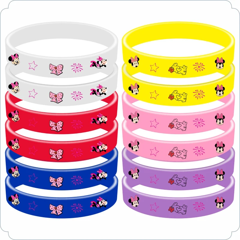 12pcs Mickey Mouse Frozen Princess Kids Silicone Bracelet for Birthday Party Baby Gifts for Guests Bracelet Party Favor Decor