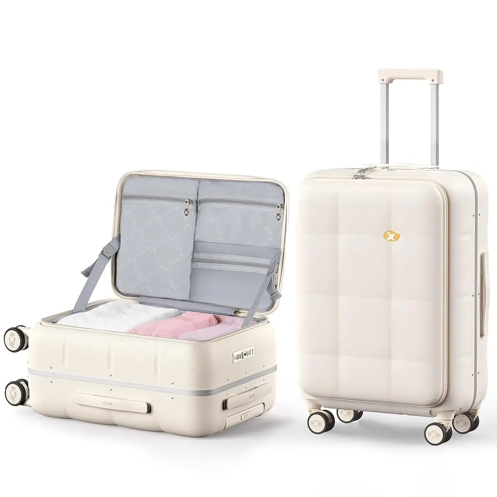 

20-дюймовый расширяемый чемодан для ручной клади 22x14x9, одобренный авиакомпаниями, с колесами, жесткий корпус, верхнее открытие, дорожный чемодан