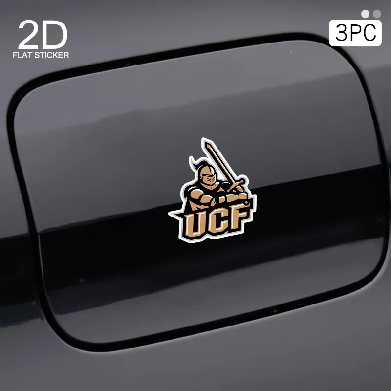 

3 шт. круглые наклейки с логотипом UCF Knights, водонепроницаемые виниловые наклейки для автомобиля, бампера, окна, ноутбука, аксессуары для стайлинга