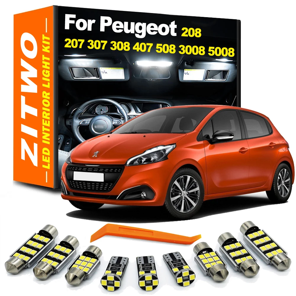 Canbus Car LED Interior Dome Map Reading Light Bulb Kit For Peugeot 207 208 307 308 407 508 607 807 2008 3008 5008 Accessories