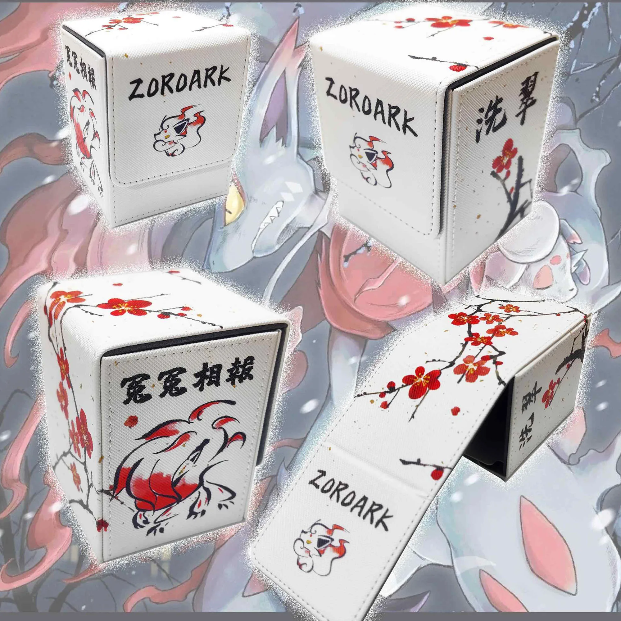 Diy Self Made PTCG Zoroark Collection Card Storage Box PTCG Zoroark High-End Pu Leather Magnetic Card Box Anime Cards Gift Toy