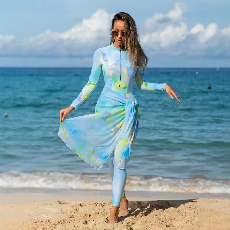 

3pcs Burkini Muslim Modest Full-coverage Women Swimwear Long Sleeve Trousers UPF50+ Rash Guard Arabic Swimwear Beach Wear