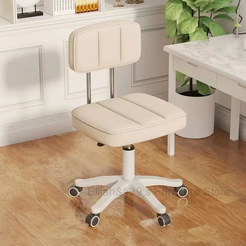 

Wheels White Office Chair Home Swivel Fabric Leisure Floor Fashion Bedroom Raise Chairs Support Sillas Comfortable Furniture