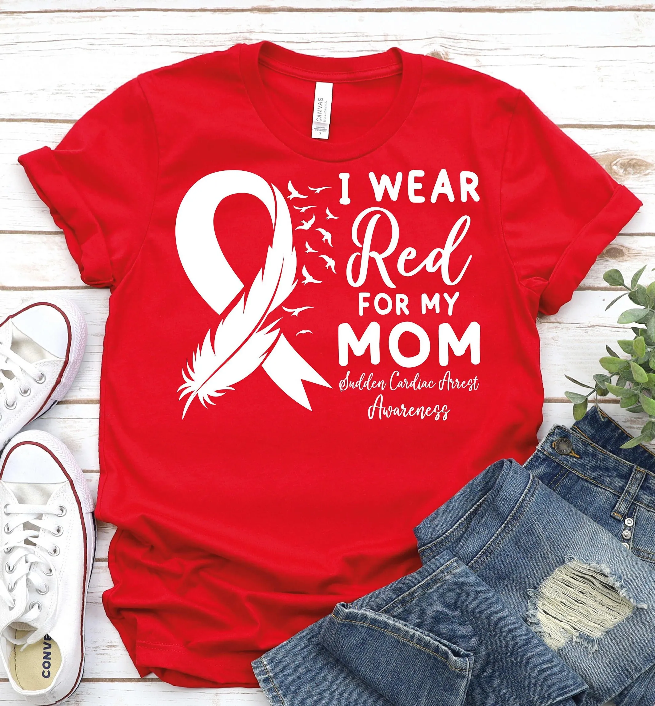 Sudden Cardiac Arrest Awareness T Shirt Heart Disease Disorders Support Mom Transplant Recovery