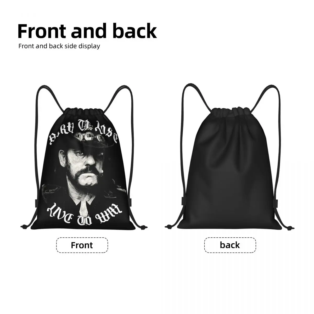 Rock Singer Lemmys Retro Drawstring Backpack Sports Gym Bag for Women Men King of Spades Training Sackpack