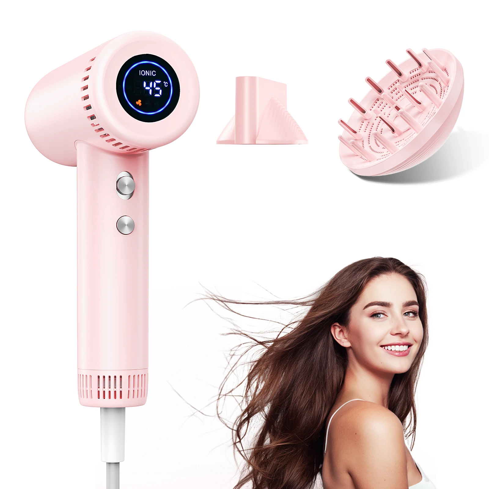 High Speed Rear-intake Hair Dryer 160000RPM Brushless Cold Hot Silent Home Hair Dryer 500 Million Negative Ion Fast Dry Blower