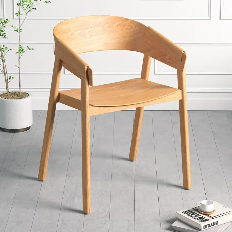 Nordic Solid Wood Dining Chair for Home Designer Backrest Armchair for Cafe Milk Tea Shop Modern Leisure Reception Chair