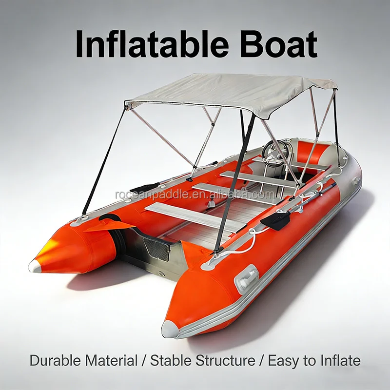 Hot Sale China Factory 15ft 4.5m Inflatable Boat With Console Heavy Duty PVC Rescue Boat For Fishing