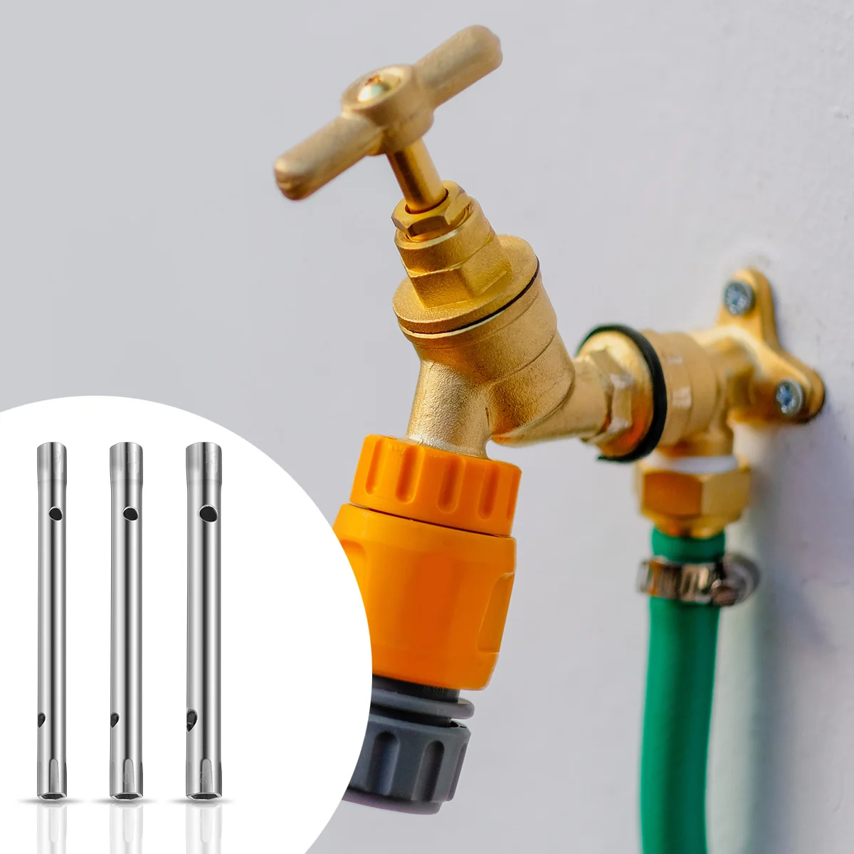 

3pcs Water Tap Tool Set Metal Long Reach For 8 9 10 11 12 13 Mm Fittings Tap Sleeve Spanner Wrench Access Restricted