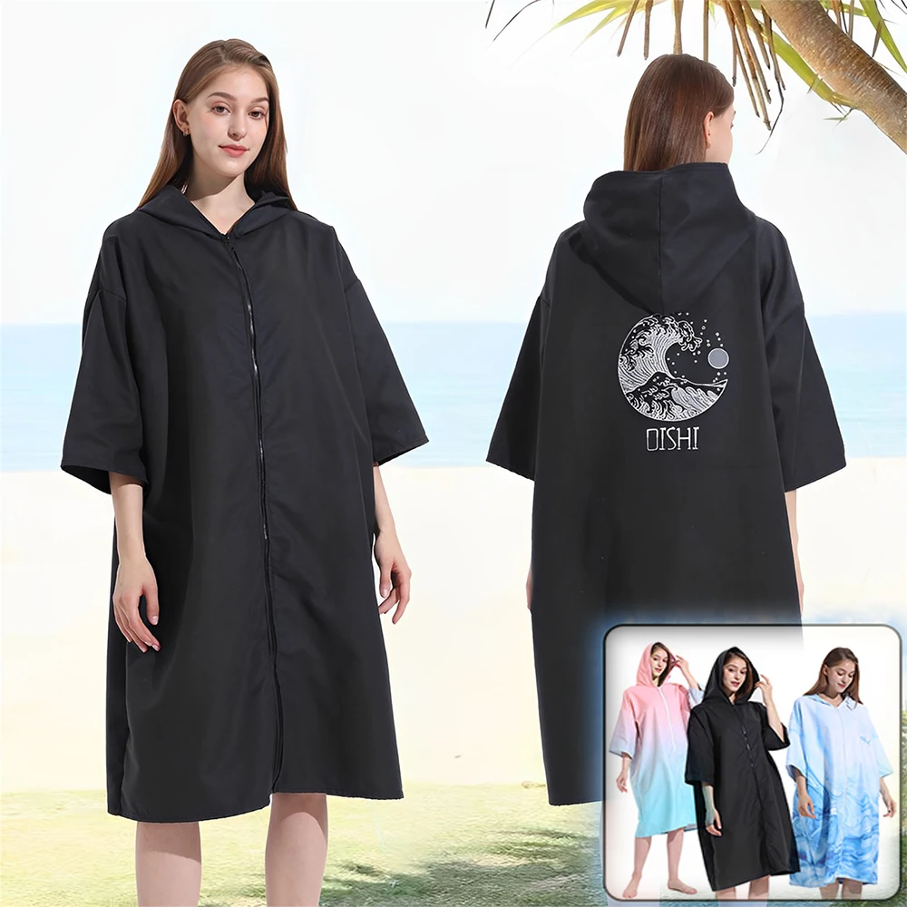 Mikro faser Poncho Handtuch mit Reiß verschluss Surf Beach Neopren anzug wechselnden Bademantel mit Kapuze Wassersport aktivitäten Erwachsene Männer Frauen Kinder