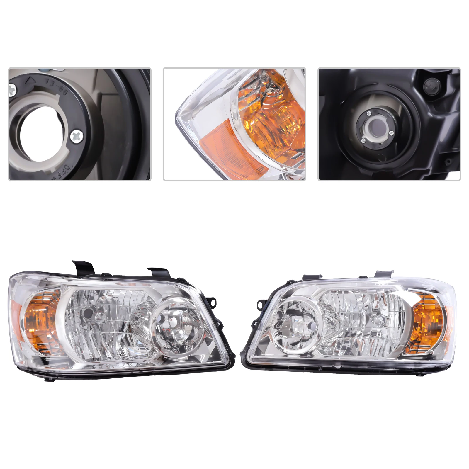 

1 Pair Halogen Headlights Front Lamps Fit for 2004 2005 2006 Toyota Highlander Left & Right Side Clear Lens