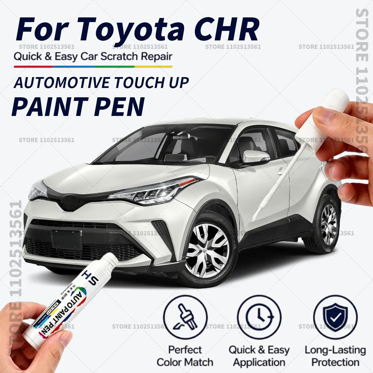 For TOYOTA CHR White Blue Black Quick Dry Car Touch Up Paint Pen Auto Scratch Repair Brush for Paint Chips Scratches and Scuffs