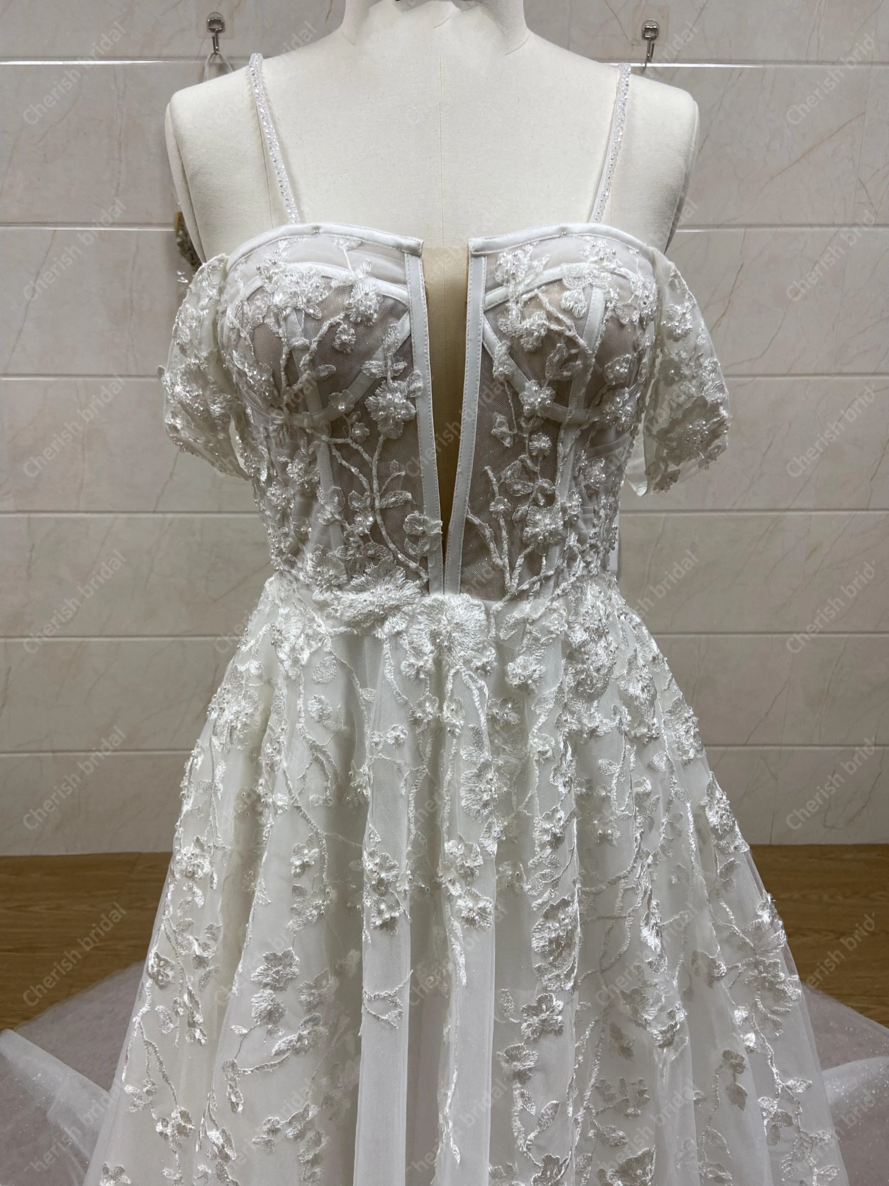 Wedding dresses, Brides wedding dresses 2024, elegant beading strapless weddingdress lace applique handmade beading bridal dress