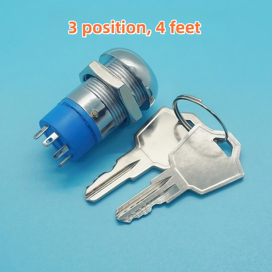 19mm Reset/Latching Power Lock, 2Position, 3Position Elevator Key Switch, Base Station Forklift Lock S1905 Replaces Jintai JD