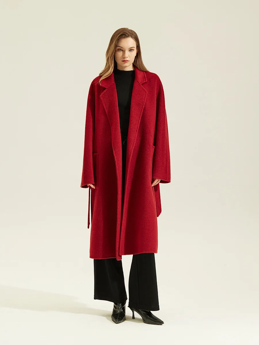 Allingentle Red Women's Blazer Woolen Fashion Long Jacket Big Coat Suit Blazer for Daily Outfits Customize