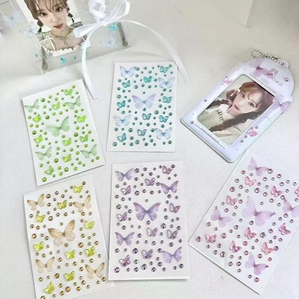 Self-adhesive Butterfly Face Stickers Resin Sparkly Rhinestone Face Stickers Elf Butterfly Rhinestone Butterfly Decals Makeup