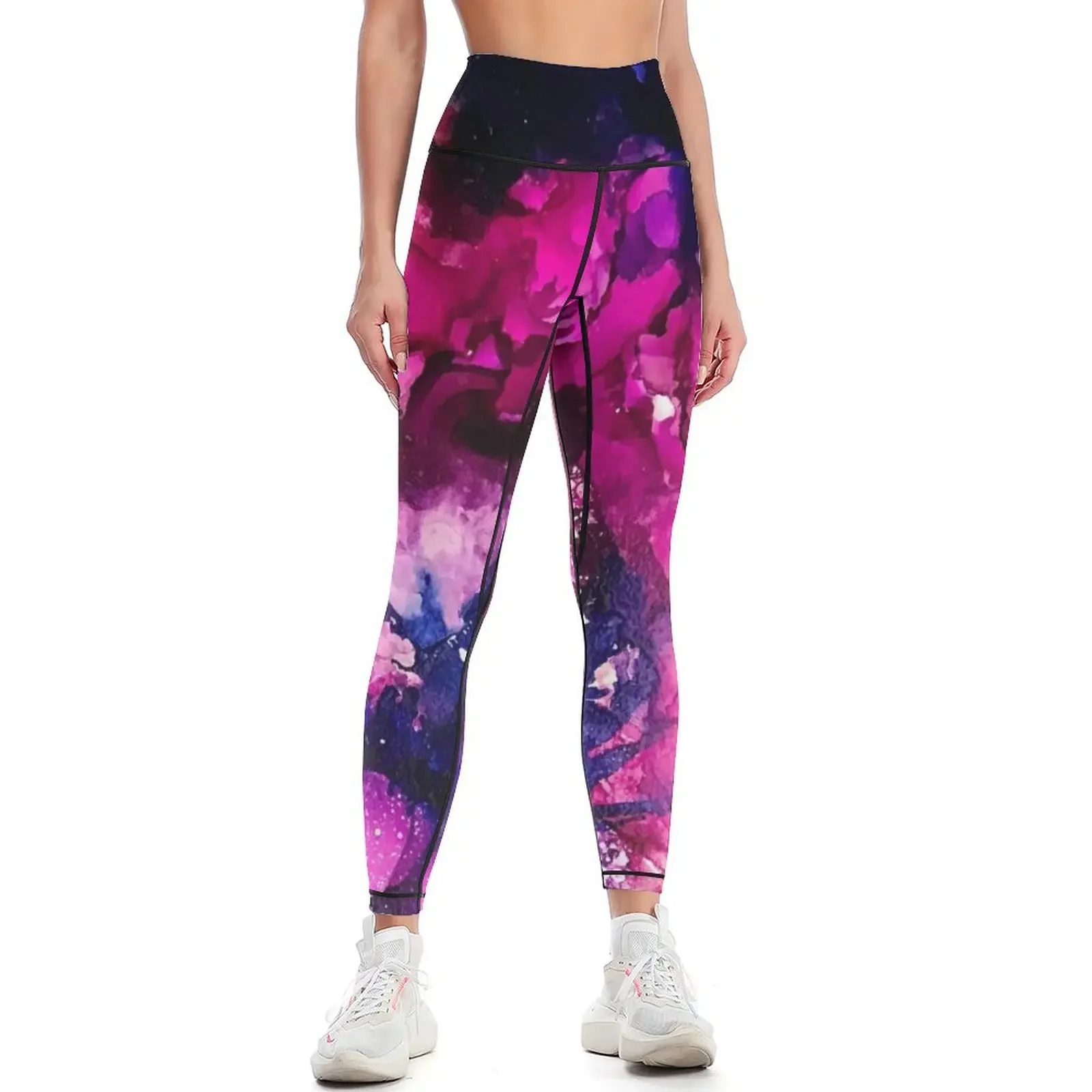 Nebula Abstract Art in Blue, Fuchsia, and Purple Leggings Pants sport Legging sport Women sports Womens Leggings