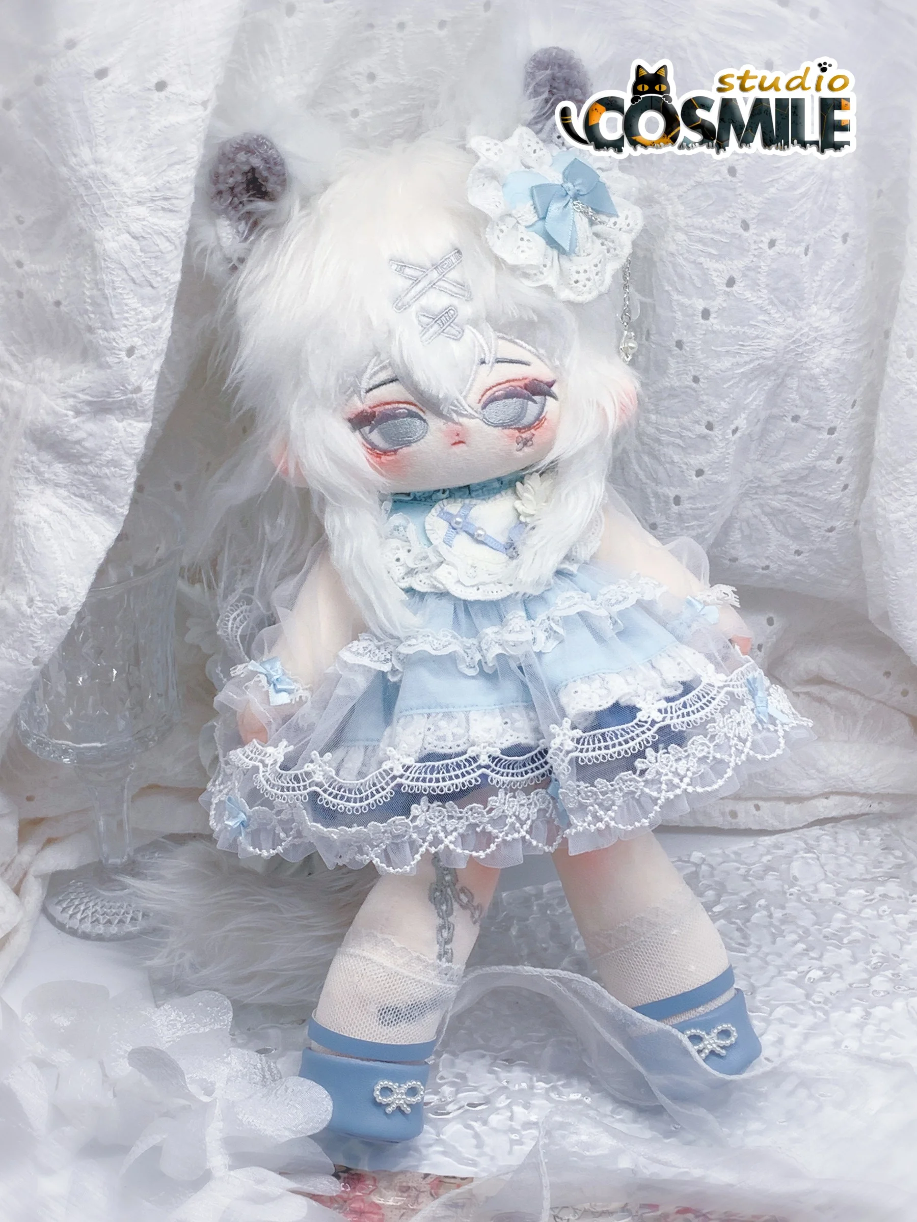 케이팝 스타 아이돌 소녀 로리타 아쿠아 블루 프린세스 드레스 스커트 패션 드레스 지라이 케이 30cm 플러시 인형 액세서리 인형 옷 KN