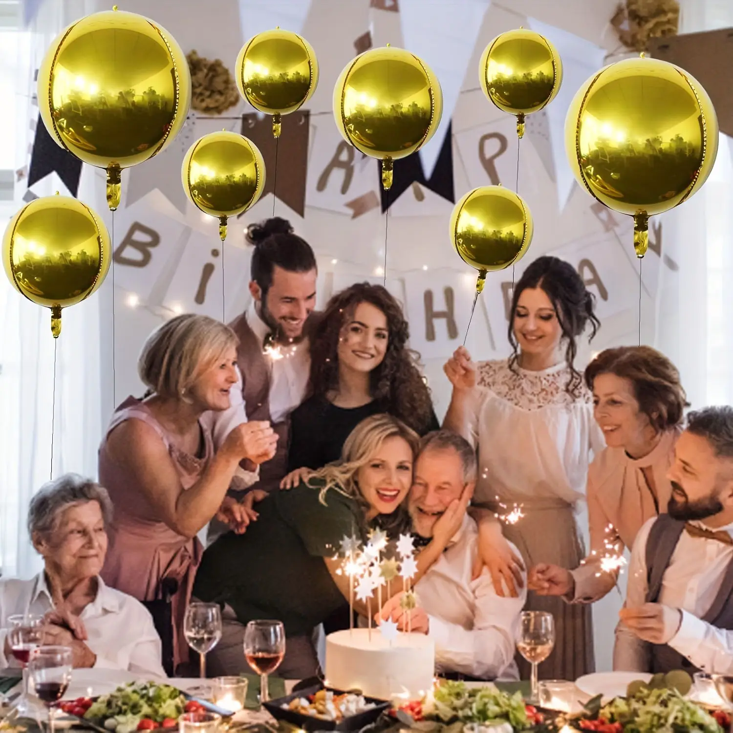 10pcs 10 inch gold aluminum film 4D balloon set, birthday party venue decoration wholesale