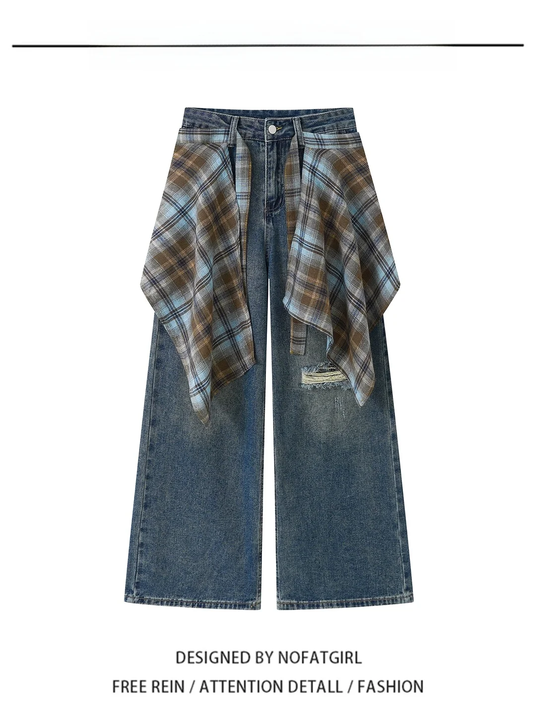 

American High Street Style Wide Leg Straight Cut Jeans Women's Autumn Winter Slim Fit Casual Trousers High Waist Comfortable