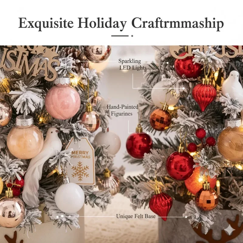 

Mini DIY Cute Xmas Tree Flocked Christmas Tree Desktop Set Decoration Holiday Gift Ins Ornament Festive Christmas Tree Decor New