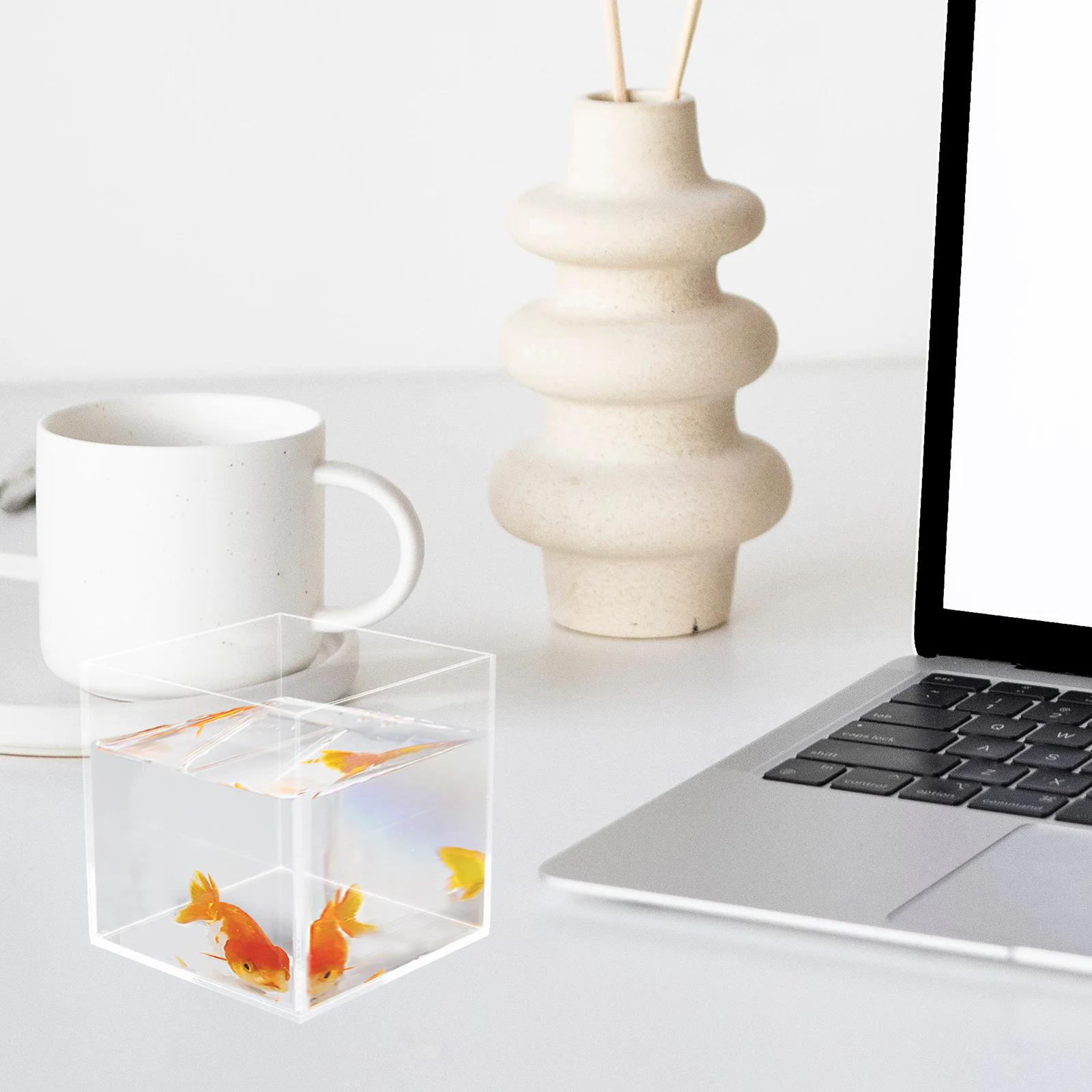 

Mini Fish Tank Aquarium for Betta Small Acrylic Bowl with Plant Decorations Gravel Hanging Pots Canister Accessories