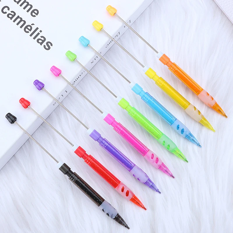 New 1Pcs Writing Beaded Pencil DIY Beadable Pencils Bead Pencils For Students Non Sharpening Pencil 0.5 Automatic Writing Pencil