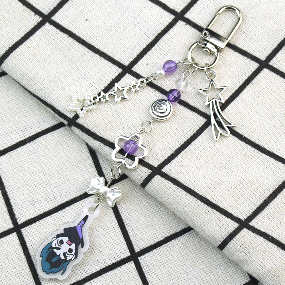 Anime Alien Stage IVAN & TILL Keychain Heart Bow Phone Charm Beaded Keychain Versatile Backpack Decoration Accessories Gifts