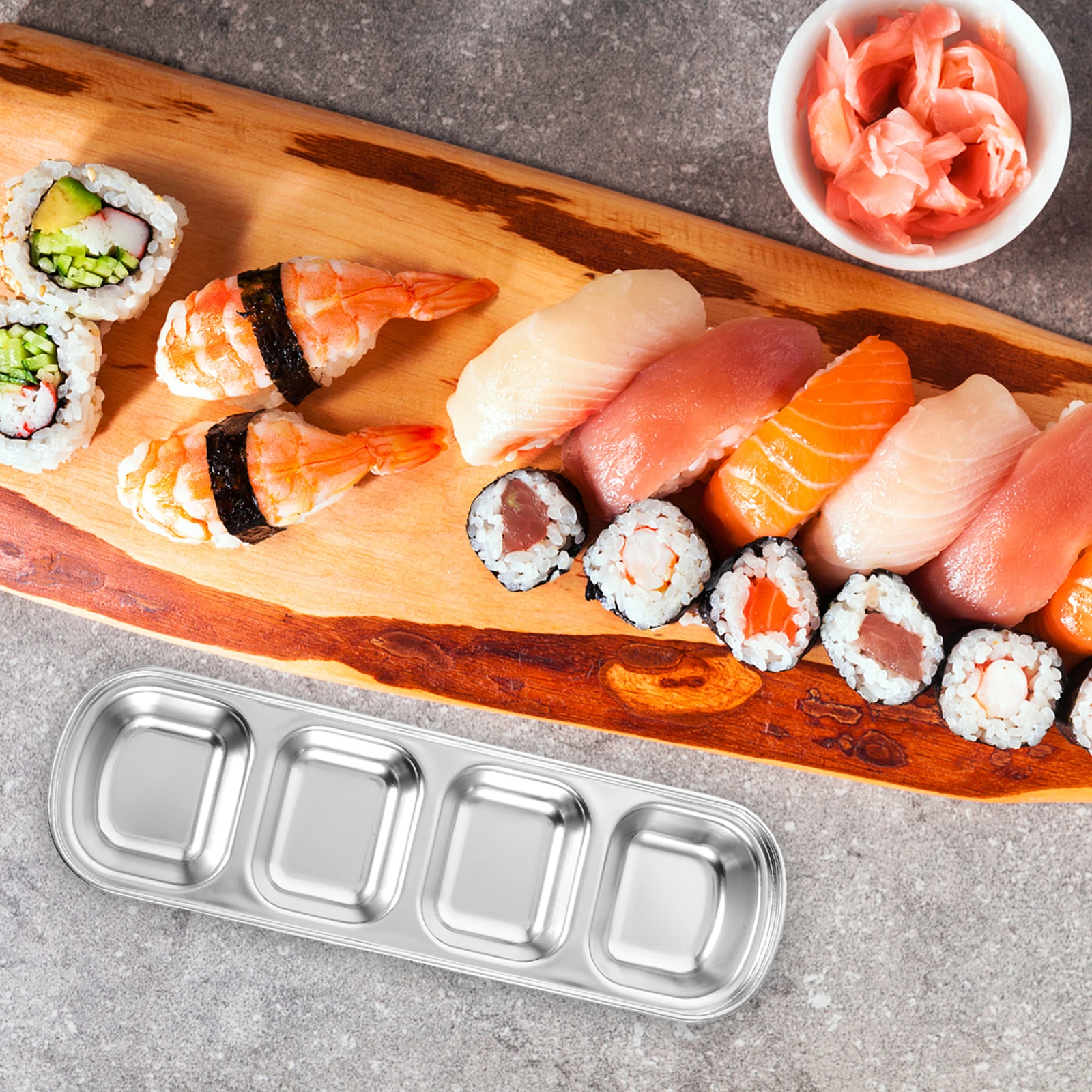

3 Pcs Dinner Plates Stainless Steel Dipping Sauce Bowls Seasoning Flavor Appetizer Serving Home Restaurant Kitchen