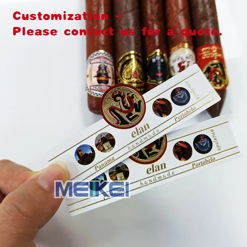 custom.Classy Birthday Cigar Bands Hot Sale 3D Embossed Cigar Label Without Adhesive Cuban Cigar Label Foil