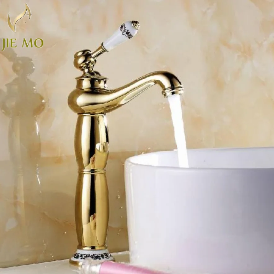 

Bathroom basin Faucet Mixer tap golden finish Brass Basin Sink Faucet Single Handle bath mixer taps 9970