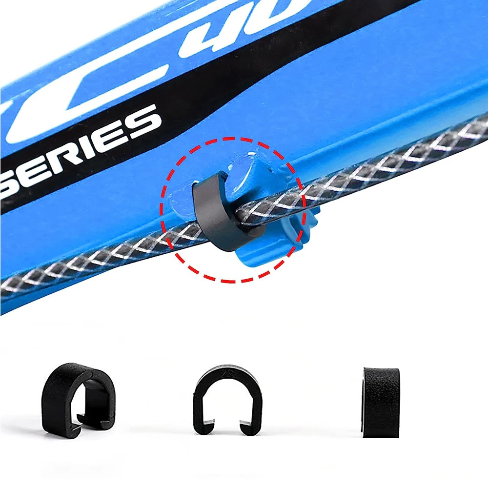 5-500 Stück Kunststoff-Fahrradkabelklemmen C-Clips Gehäuse-Schlauchführung für Brems- und Schaltwerkrahmen-Schnallen für MTB- und Rennräder – Detail 4