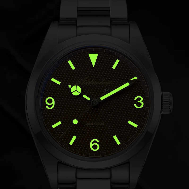 ADDIESDIVE 36mm Quartz Watches For Men Domed Bubble Glass 100m Waterproof Watch Luminous 316L Stainless Steel Vintage Wristwatch