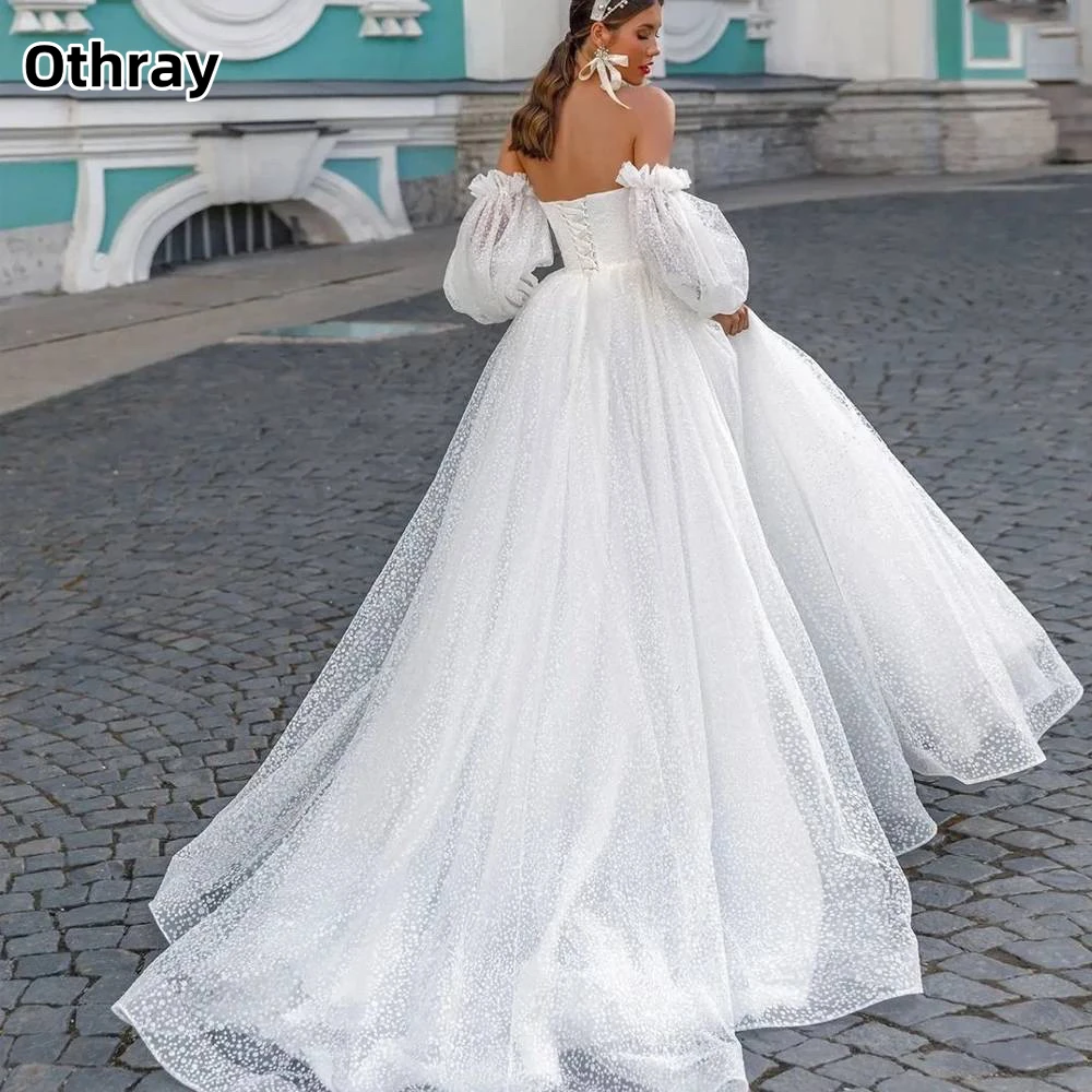 Othray Baljurk Trouwjurken Lieverd Lange Mouwen Korset Rug Bruidsjurk Sweep Trein Vestidos De Novia