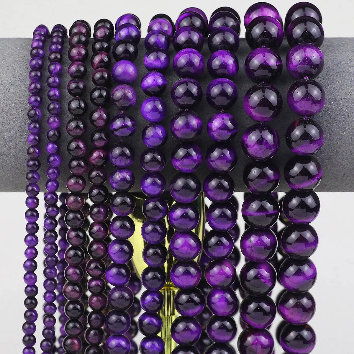 4/6/8/10/12mm Purple Tiger Eye Round Loose Beads For Jewelry Making Women's Bracelets Earrings Pendants DIY Accessories