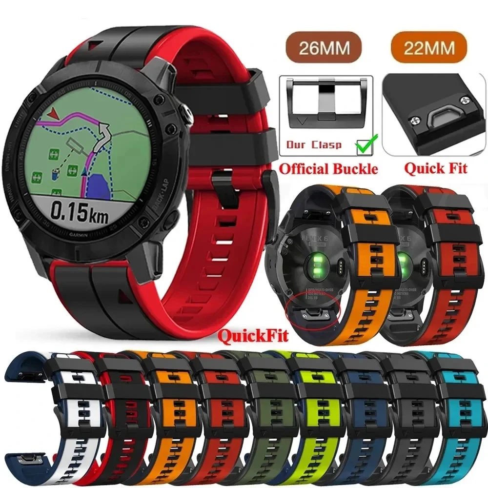 22 26mm Quickfit Silicone Watch Strap For Garmin Approach S70 S62 Fenix 7X 47 51mm 6 6X Pro 5 5X Instinct 2X Wristband Bracelet