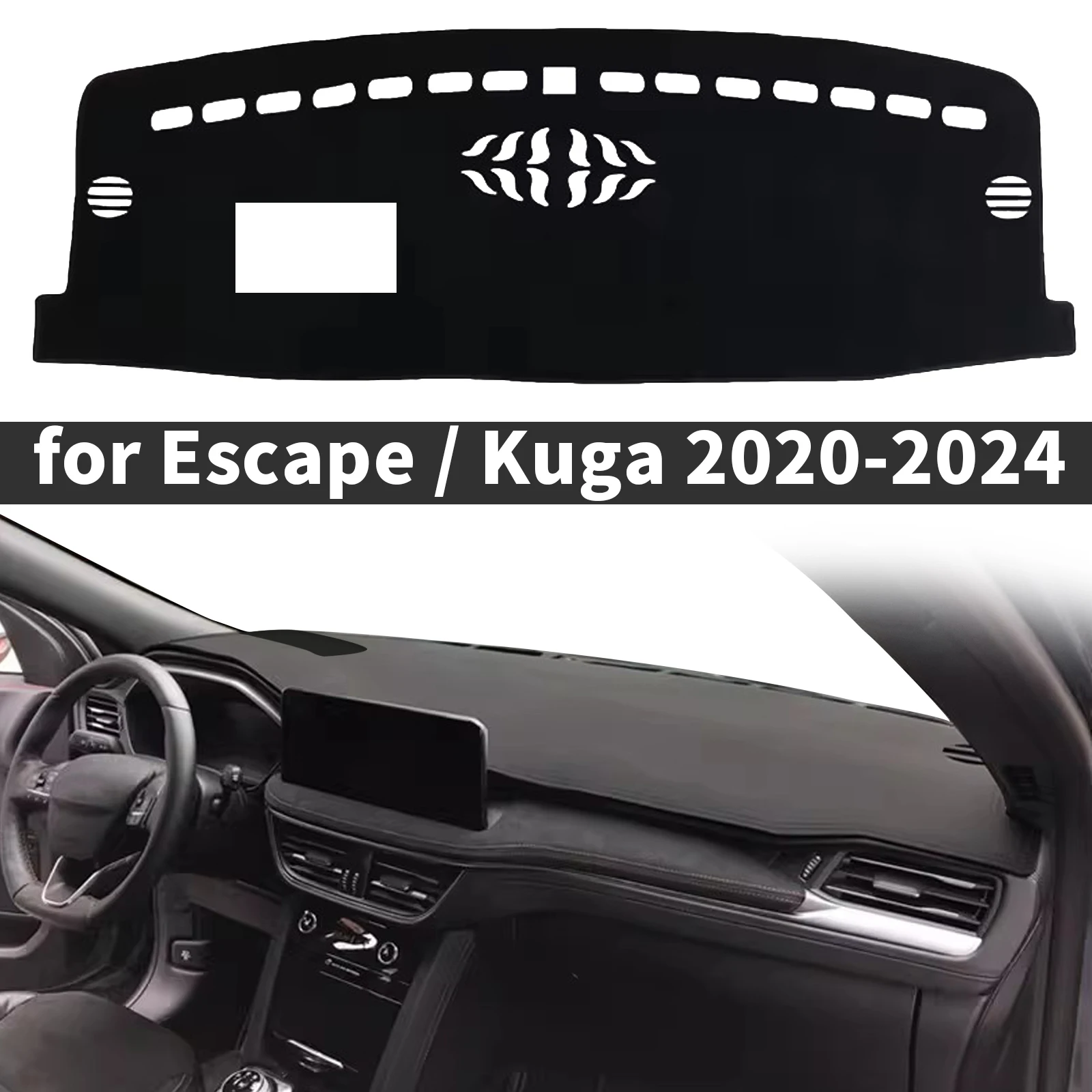 Housse de tableau de bord pour Ford Escape Kuga MK4 2020-2024, pare-soleil antidérapant, anti-UV, accessoires d'intérieur