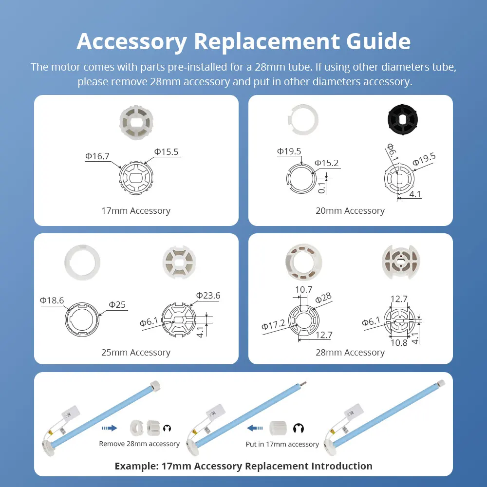 Zemismart Matter Over Thread, Motor de persianas enrollables recargable inteligente para tubo de 20mm y 28mm, aplicación Homekit Google Home Smartthings