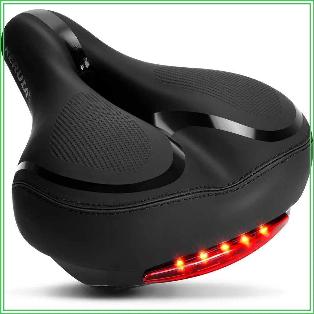 

Oversized Comfort Bike Seat - Wide Memory Foam Padded Saddle with Shock Absorbing, Waterproof Leather Cover, Universal Fit for Men Women