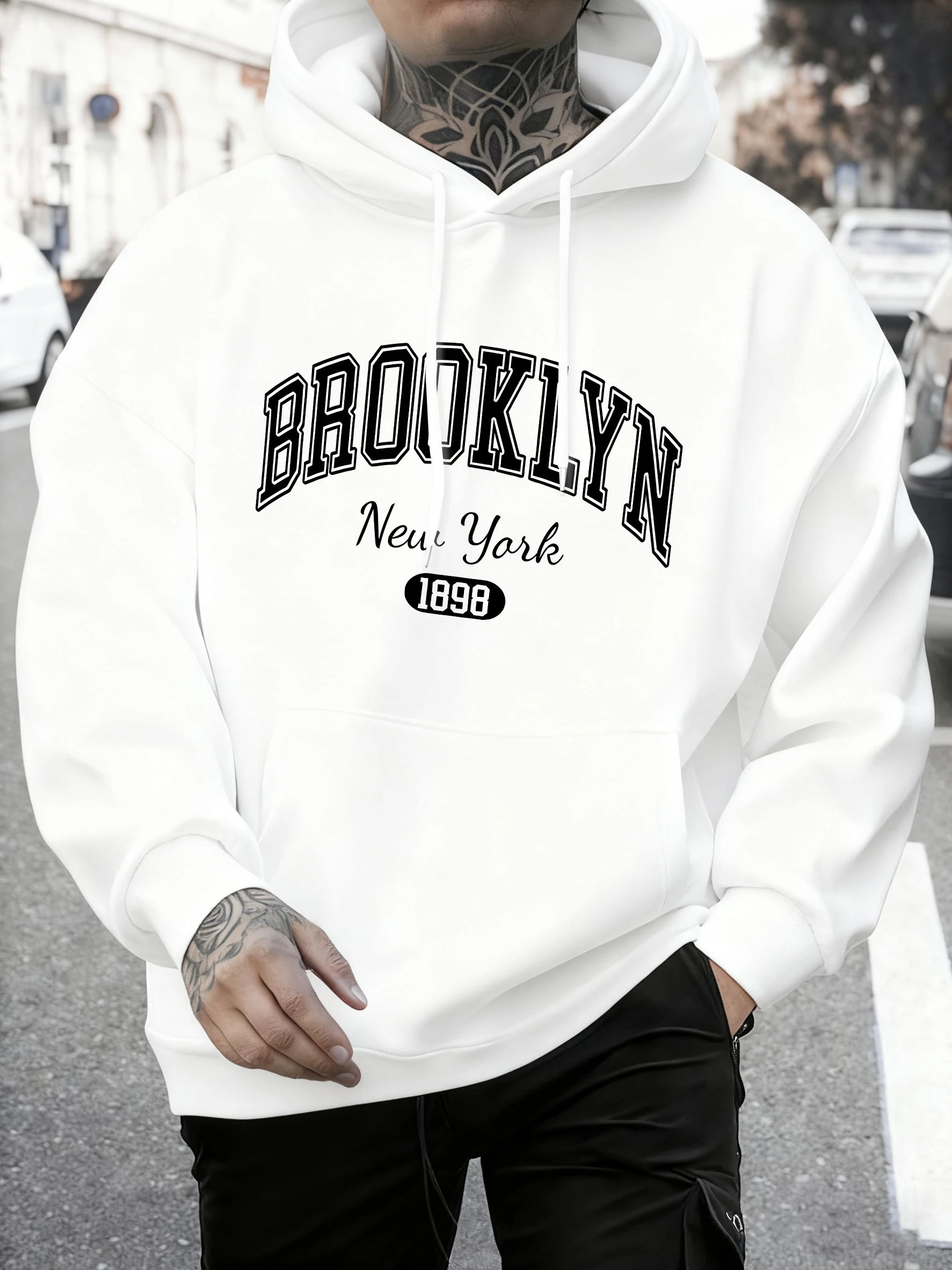 Brooklyn New York Printed Mans Sweatshirt Autumn Loose Hoodies Multicolor Vintage Pullovers Unisex Casual All-Match Clothing