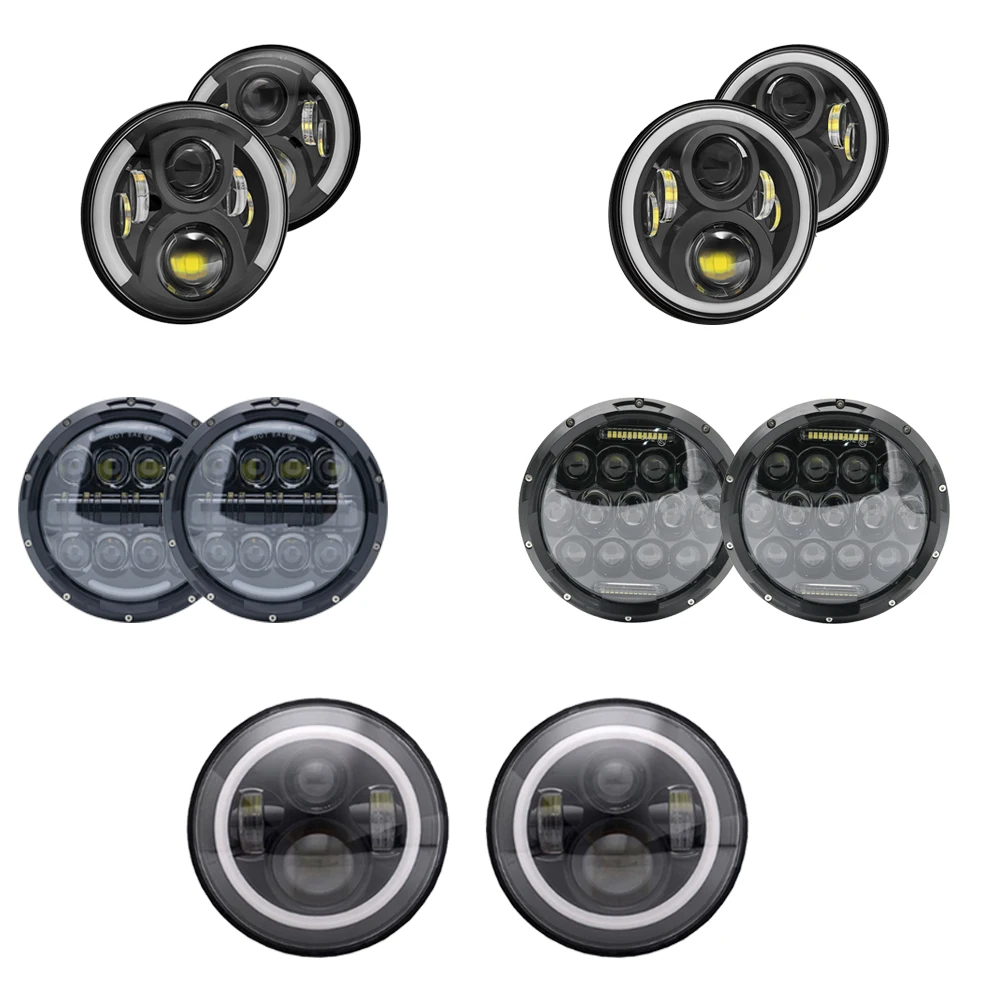 

Круглые галогенные фары 2x7 дюймов, фары головного света 4x4 7 дюймов, дневные ходовые огни для Mazda, VAZ 2101 Lada Niva 7 дюймов, головные фонари с желтым поворотным сигналом