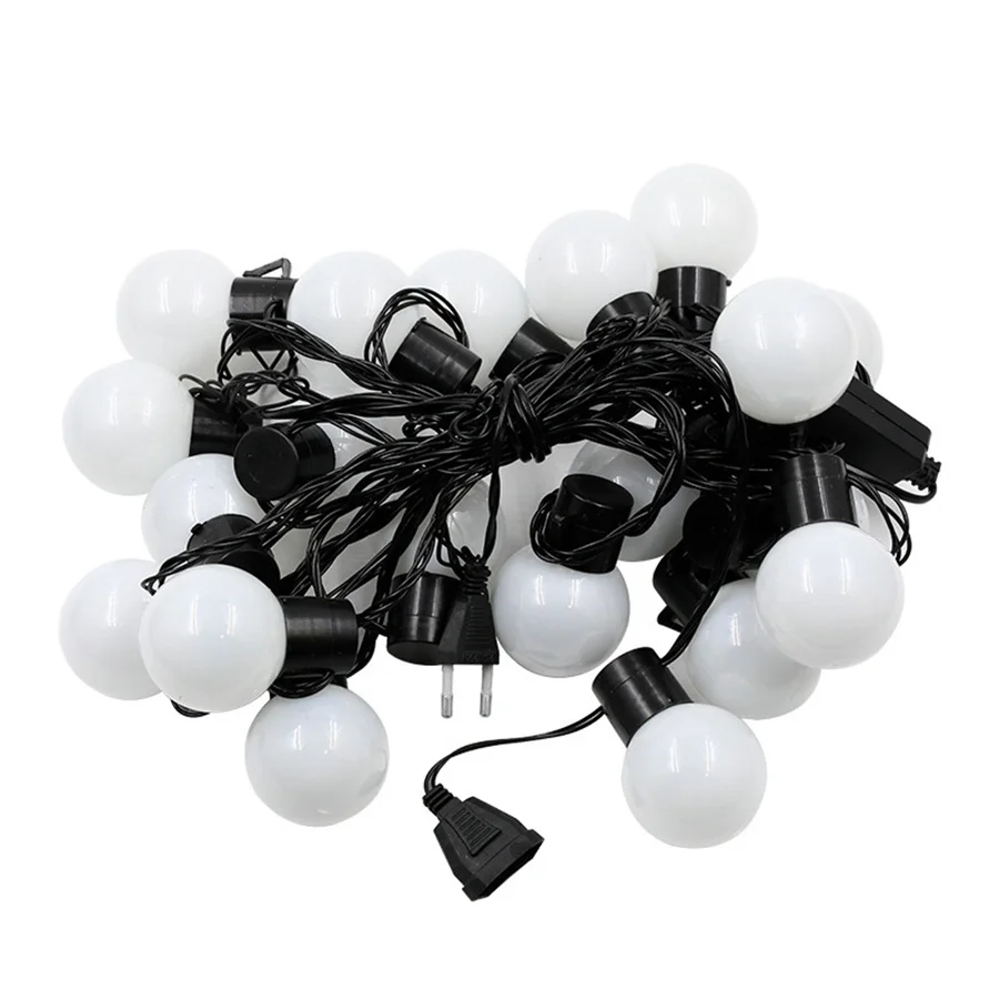 Tirvose-bombilla de bola redonda de 20LED, cadena de luz de 220V con enchufe europeo, luces de hadas de Navidad para exteriores, fiesta, boda, decoración de jardín