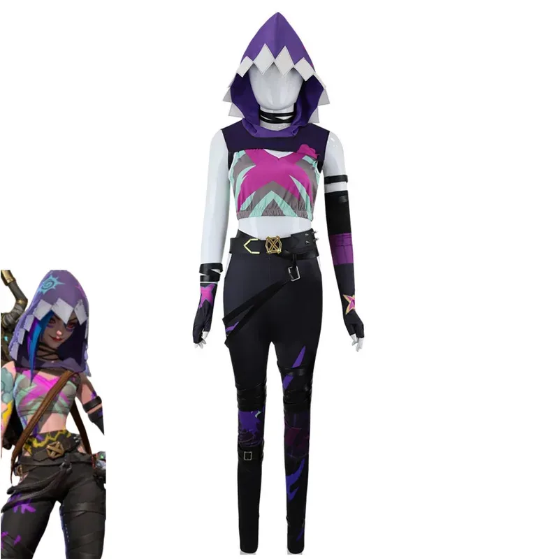 

Game LoL Jinx Arcane Season 2 Cosplay Costume Purple Hat Accessories Outfits Uniform Wig Halloween Party Role Play Women Suitv;2