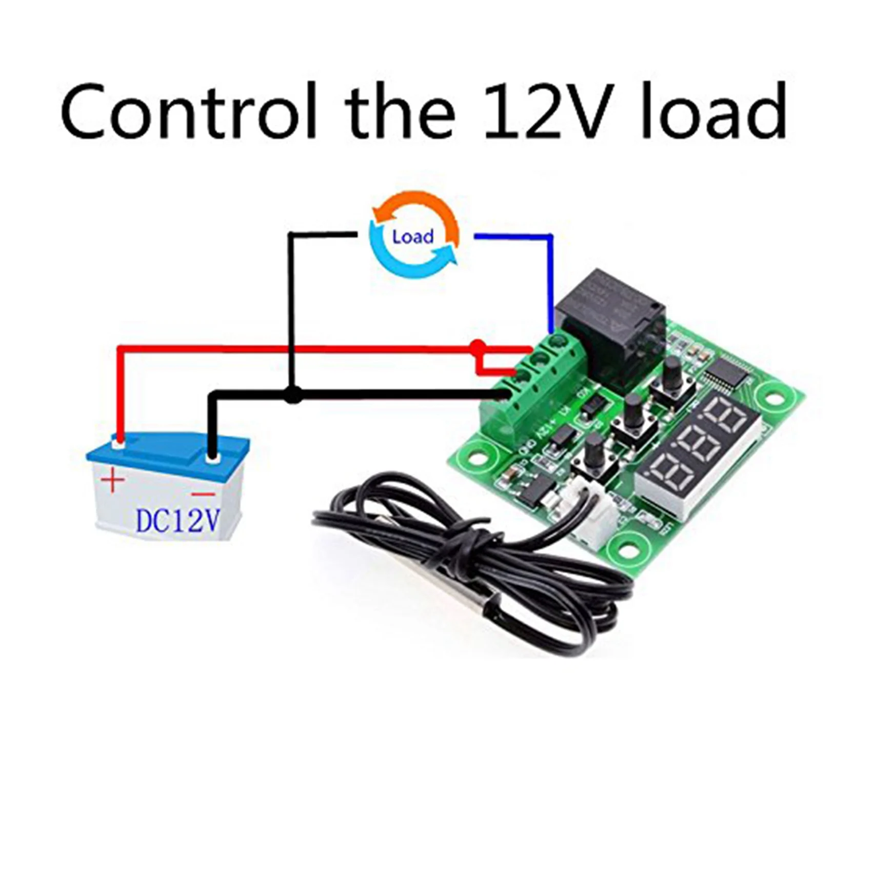 TFTP-2X W1209 DC 12V Thermostat Temperature Control Switch Thermometer Controller With Digital LED Display With Case