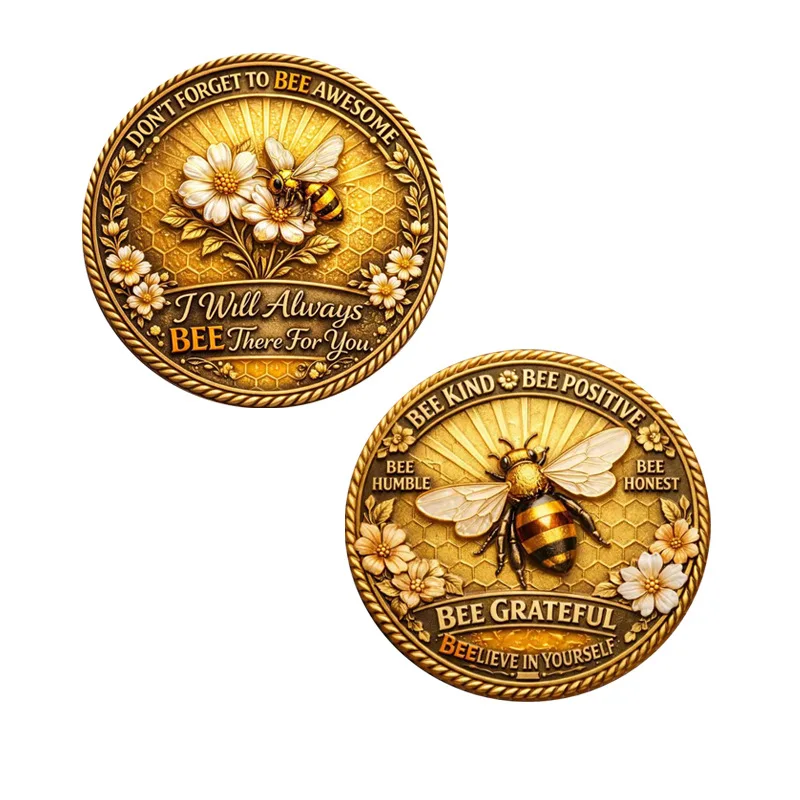 Bee Honey Collection Commemorative Coin Souvenir Yellow Little Bee Commemorative Coin Lucky Coin