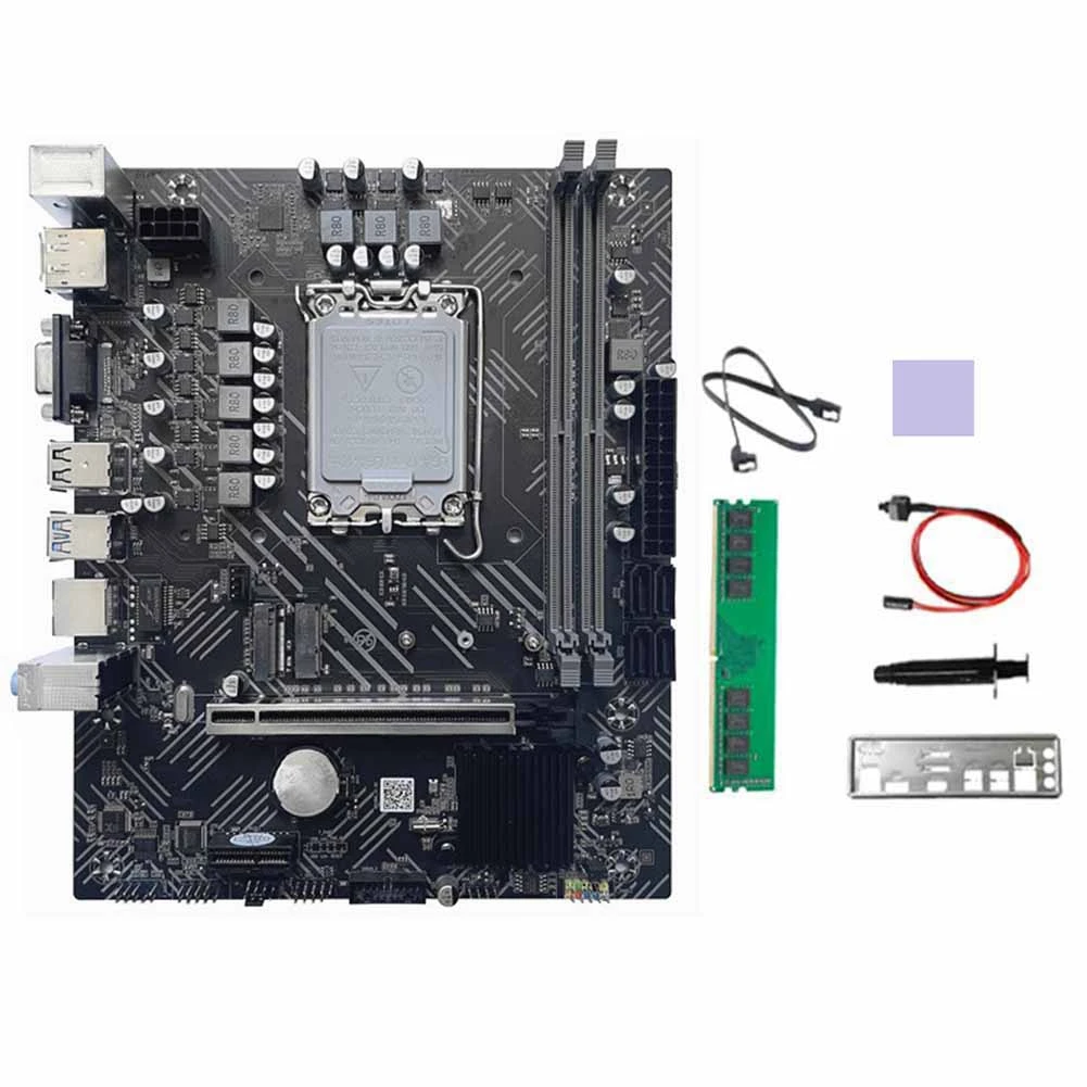 H610 Motherboard+DDR4 4G 2133Mhz RAM+Thermal Grease LGA1700 Gigabit LAN for G6900 G7400 I3 12100 I5 12500 12Th CPU