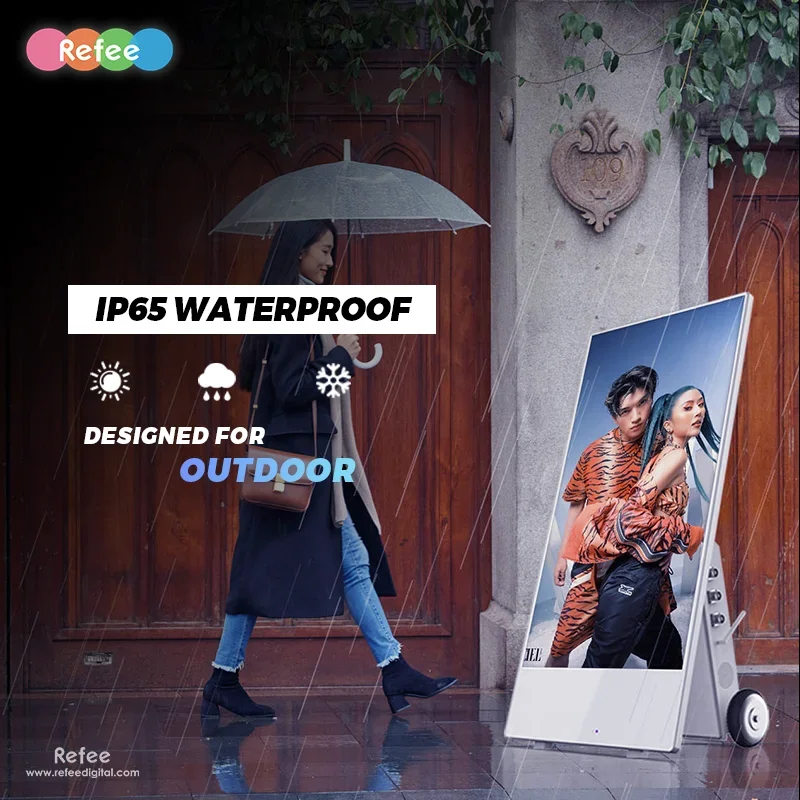 Outdoor Waterproof Standalone Foldable Portable Advertising Touch Battery Powered Digital Signage Lcd Poster Screen Display